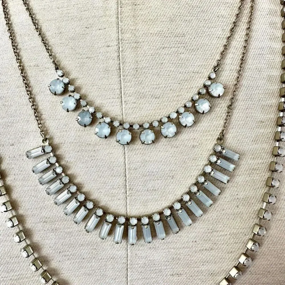 Multi chain blue beaded necklace